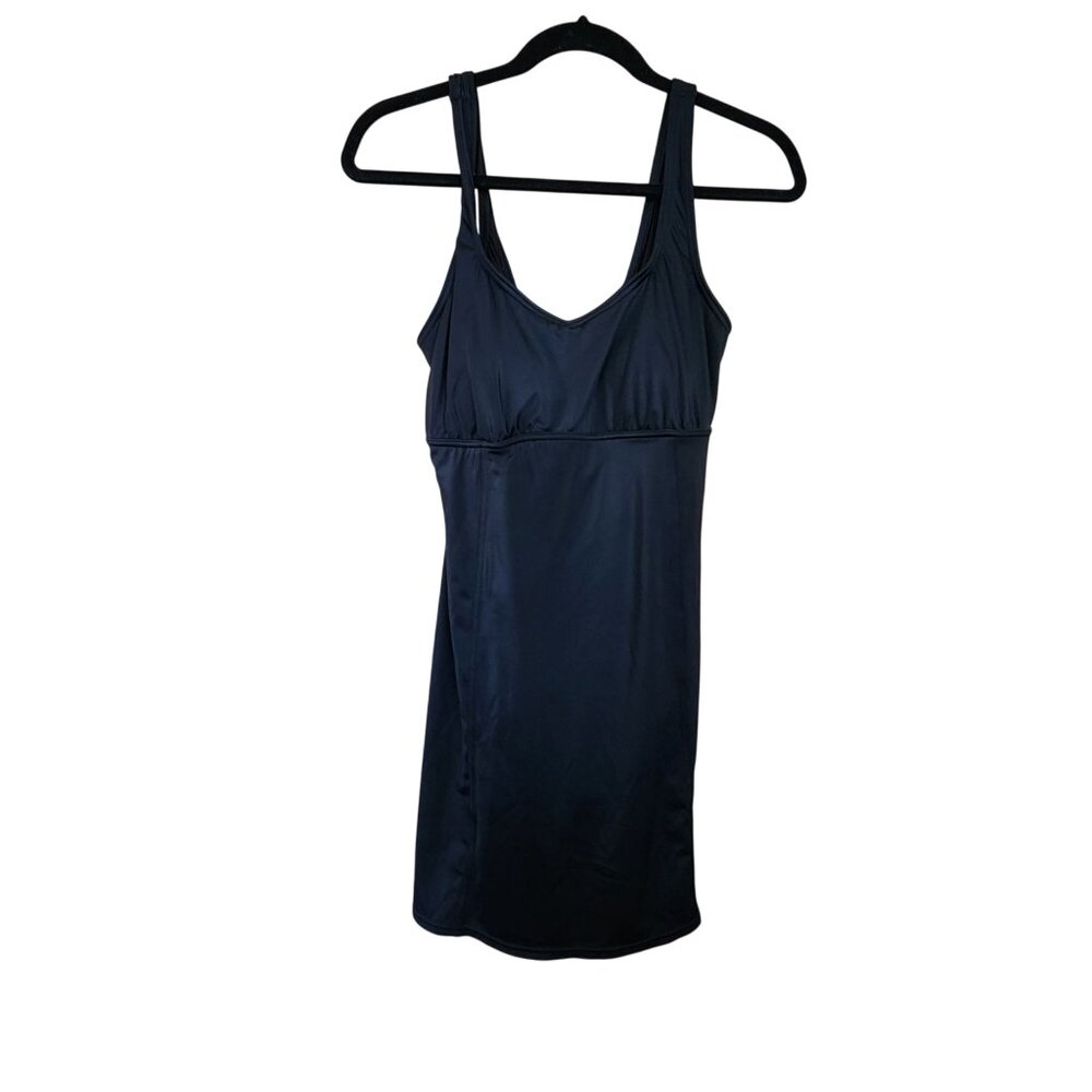 Lands End Womens Black Swim Dress Size 12L With Built-In Shorts